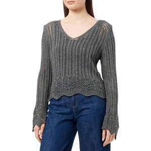 Trendyol Dames opengewerkte lange mouwen reguliere sweater, antraciet, L
