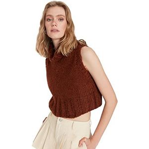 TRENDYOL Dames Bicycle Collar Knitwear Sweater, bruin, S, bruin, S