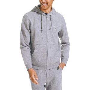 Nautica Anchor Fleece Full-Zip Long-Sleeve Hoodie, Ston Grey Heather - Medium