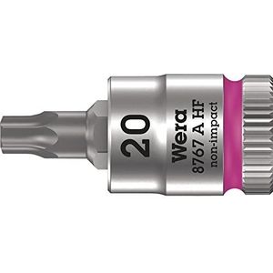 Wera 05003364001 8767 A HF Torx 1/4" cyclop-steeksleutel met terughoudfunctie, TX 20 x 28 mm, roze