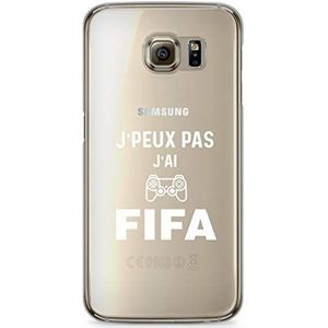 Zokko Beschermhoesje voor Galaxy S6 Edge, motief: J'Peux Pas J'Ai FIFA - zacht, transparant, inkt wit