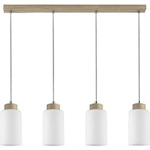 Homemania HOMBR_0018 Hanglamp, kroonluchter, plafondlamp, hout, glas, wit, 110 x 9,5 x 75 cm