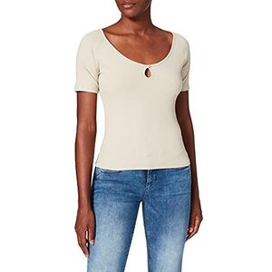 NA-KD Dames Keyhole Jersey Top Shirt, Licht Kaki, S