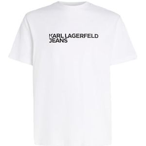 Karl Lagerfeld Jeans, Heren, Regular Korte Mouw Essential Logo Tee, Regular Fit, Wit, M