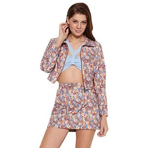 Trendyol Mini uitlopende geweven rok voor dames, Meerkleurig, 60