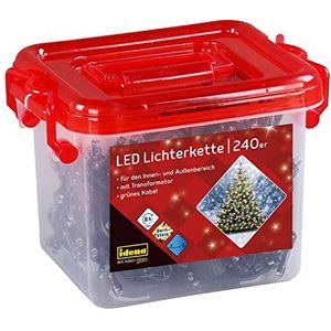 Idena 31855 LED-lichtsnoer, met 240 LEDs in barnsteenkleuren, met 8 uur timerfunctie, in praktische box met handvat, binnen en buiten, voor feestjes, Kerstmis, decoratie, bruiloft, ca. 21 m.