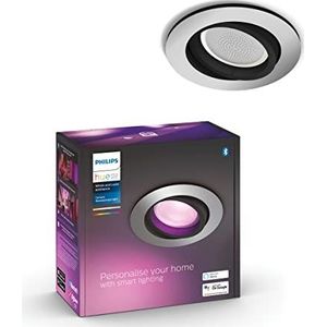 Philips Hue Centura Inbouwspot 1-Lichts - Wit en Gekleurd Licht - Duurzame LED Verlichting - Dimbaar - Verbind met Hue Bluetooth of Bridge - Werkt met Alexa en Google Home - Rond - Aluminium