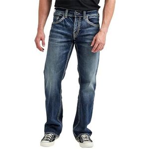 Silver Jeans Co. Men's Zac Relaxed Fit Straight Leg Jeans, Medium Indigo SJB380, 31W x 34L