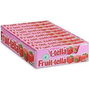 Fruittella aardbei, zachte snoepjes - grootverpakking met 20 rollen: natuurlijke smaken en kleurstoffen, snoepjes met fruitsap