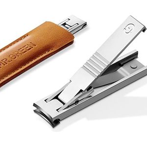 MR.GREEN Ultradunne nagelknipper Duitse precisie-productietechnologie nagelsnijders met koeienlederen hoes superieure textuur (lichtbruin)