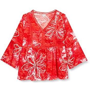 Avenue Dames Plus Size Top Boho Bell SLV Shirt, Koraal Ombre Breeze, 46 grote maten