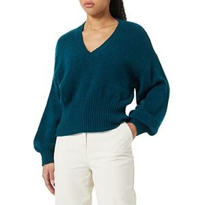 Sisley Dames V Neck L/S 109RM400A Sweater, Teal Green 71J, XL