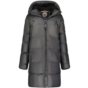 Geographical Norway Adrianna Lady Lange parka voor dames, dik, warm, herfst, winter, dunne jas, capuchon, imitatiebont, winddichte jas, elegante donsjack voor dames (zwart M), Zwart, M