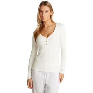 TOMMY HILFIGER Dames Slim Henley GB Scoop-NK LS WW0WW43905, Wit (Ecru), 3XL