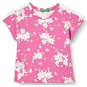 United Colors of Benetton T-shirt 3RW2G107S, fuchsia bloemenpatroon 68G, 82 meisjes, fuchsia bloemenpatroon 68 g