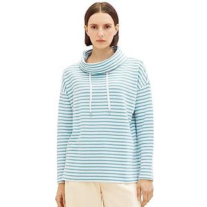 TOM TAILOR Sweatshirt voor dames, 34069 - Offwhite Teal Stripe, XL