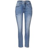 Street One Dames Jeans met destroyed look in Blauw, in size: 24