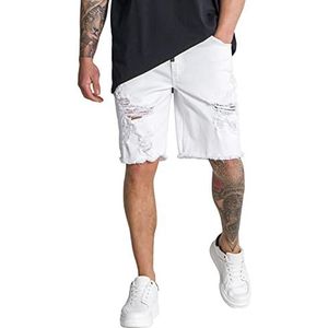 Gianni Kavanagh Witte Hydrate Denim Shorts, XL voor heren