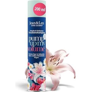 Jean & Len Droogshampoo, fris en volume, geen vettige aanzet, geen witte resten, ruikt bloemig fris naar lelie, voor fijn haar zonder volume, zonder parabenen en siliconen, veganistisch, 200 ml