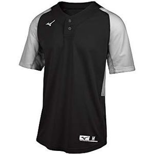 Mizuno Aerolite honkbalshirt met 2 knopen voor heren, Zwart-grijs, L