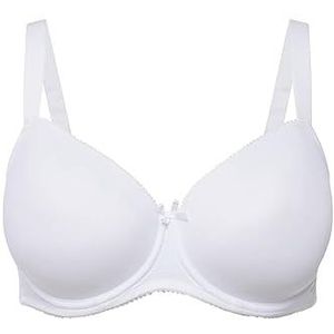 Ulla Popken 697144 Beugelbeha voor dames tot 110D | dessous, zachte cups, verstelbare bandjes, naadloos, effen en sierstrik, wit (wit 20), 90B