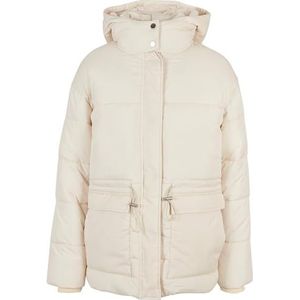 Urban Classics Dames Waisted Puffer Jacket, damesjack in losse pasvorm voor koude dagen, verkrijgbaar in meerdere kleuren, maten XS-5XL, witzand., XL