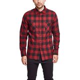 Urban Classics Checked Flanell Shirt heren hemd, Blk/Burgundy, 5XL Große Größen