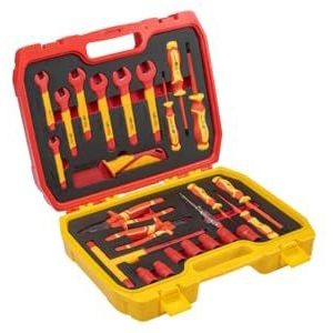 HÖGERT TECHNIK – VDE-gereedschapsset 1000 V, 25-delige gereedschapsset met geïsoleerd gereedschap in gereedschapskoffer, CrV-tangen, S2-schroevendraaier, spanningstester en tas