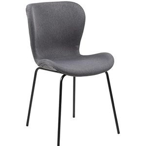 AC Design Furniture Sabine Eetkamerstoelen, set van 2, donkergrijze stoelen, gestoffeerde eetkamerstoelen met zwarte metalen poten, keukenstoelset, grijze stoelen voor de eetkamer, eetkamermeubels