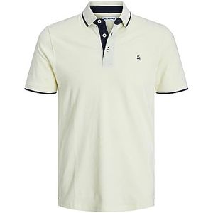 JACK & JONES Heren Slim Fit Polo Shirt JJEPAULOS Uni Zomer Shirt Kraag Korte Mouwen Basic Piqué Katoen, French Vanilla, XS