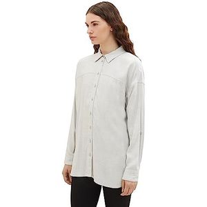 TOM TAILOR Denim Dames longstyle blouse met turn-up mouwen, 32510-basic lichtgrijs melange, S
