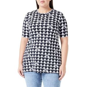 Love Moschino Dames Tight-fit Short-Sleeved T-Shirt, Wit Zwart, 44, wit zwart, 44