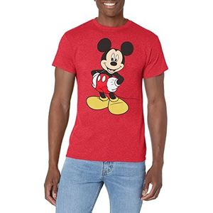 Disney Klassiek Mickey Mouse T-shirt voor heren, volledige grootte, grafisch, korte mouwen, rood gemêleerd, XXL