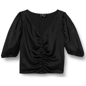 NAEMI Dames gedrapeerde top, zwart, XL