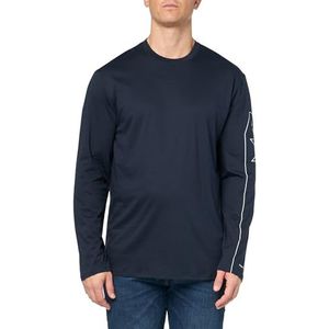 Armani Exchange Heren T-shirt met lange mouwen met geborduurd Ax Logo Down The Arm Regular Fit Pima Cotton Jersey T-shirt, Donkerblauw, M