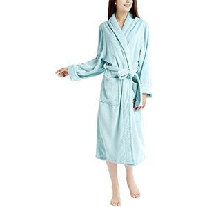 INK+IVY womens Terrycloth Sherpa Trim Soft Pajamas Sleepware Ladies Kimono Bathrobe Loungeware with Pocket and Belt Shawl Collar Cuff, Mint, Small-Medium US