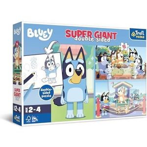 Trefl Primo – Bluey, Avontuur met Bluey – 3-in-1: Puzzel met 15 zeer grote stukjes, Kleurrijke puzzel met de helden van de cartoon, Plezier voor kinderen vanaf 2 jaar