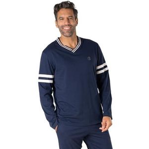 Eminence - Pyjama Long Homme Club - Marine - T-shirt Manches Longues Col V + Pantalon 2 Poches