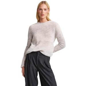 Gebreide Trui - Grijs - Lange Mouwen - Ronde Hals - Ribboord