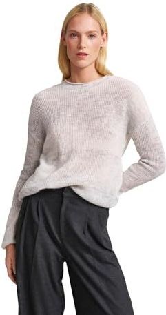 Gebreide Trui - Grijs - Lange Mouwen - Ronde Hals - Ribboord