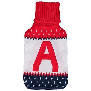 Villa d'Este Home Tivoli Warmwaterkruik 2 l, Monogram Winter A, rood + wit + blauw, medium