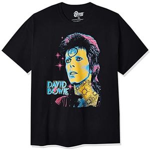 Liquid Blue Unisex-Adult Standard David Bowie Ziggy Retro Print T-Shirt, Black, Small