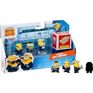 DESPICABLE ME 4, actiefiguren in verpakking van 4 stuks, actiefiguren met minions, AVL-thema, 3 figuren en 1 geheim om te ontdekken, grootte 5 cm, leeftijd 3 jaar, beroemd (MN401300)