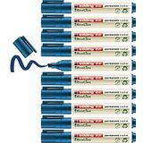 edding 22 Ecoline permanent marker - blauw - 10 stiften - beitelpunt 1-5 mm - sneldrogende permanent marker - watervast en wrijfvast - voor karton, kunststof, hout, metaal - universele marker