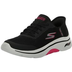 Skechers Women's Go Walk Arch Fit 2.0 Valencia Hands Free Slip-Ins Sneaker, Black/Hot Pink, 6.5