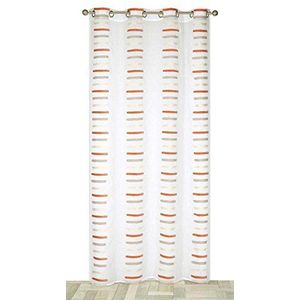 Homemaison gordijn, etamin, met kleine jacquard, horizontaal, polyester, terracotta, 240 x 140 cm