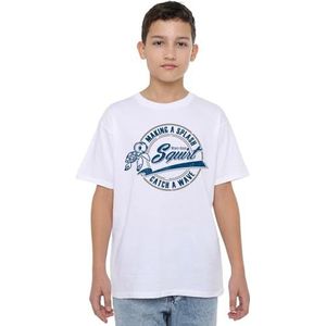 Finding Nemo Squirt Catch a Wave Unisex Kids T-shirt, wit, 7-8 jaar, Wit, 7-8 jaar
