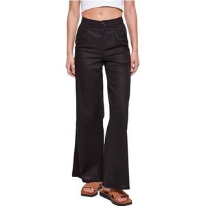Urban Classics Dames High Linen Mixed Wide Leg Pants Broek, zwart, 28