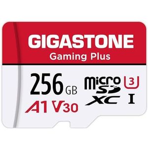 Gigastone Micro SDXC-geheugenkaart 256 GB Gaming Plus-serie, leessnelheid tot 100 MB/s. Compatibel met Switch Dashcam GoPro Canon Nikon DJI Drone, A1 U3 V30 met SD-adapter.