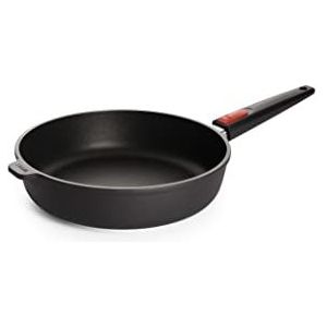 Woll Nowo Titanium pan, Ø 28 cm, 7 cm hoog, met afneembare handgreep, geschikt voor keramisch, gas, elektrisch, halogeen - niet geschikt voor inductie, gegoten aluminium pan, ovenvast, zwart